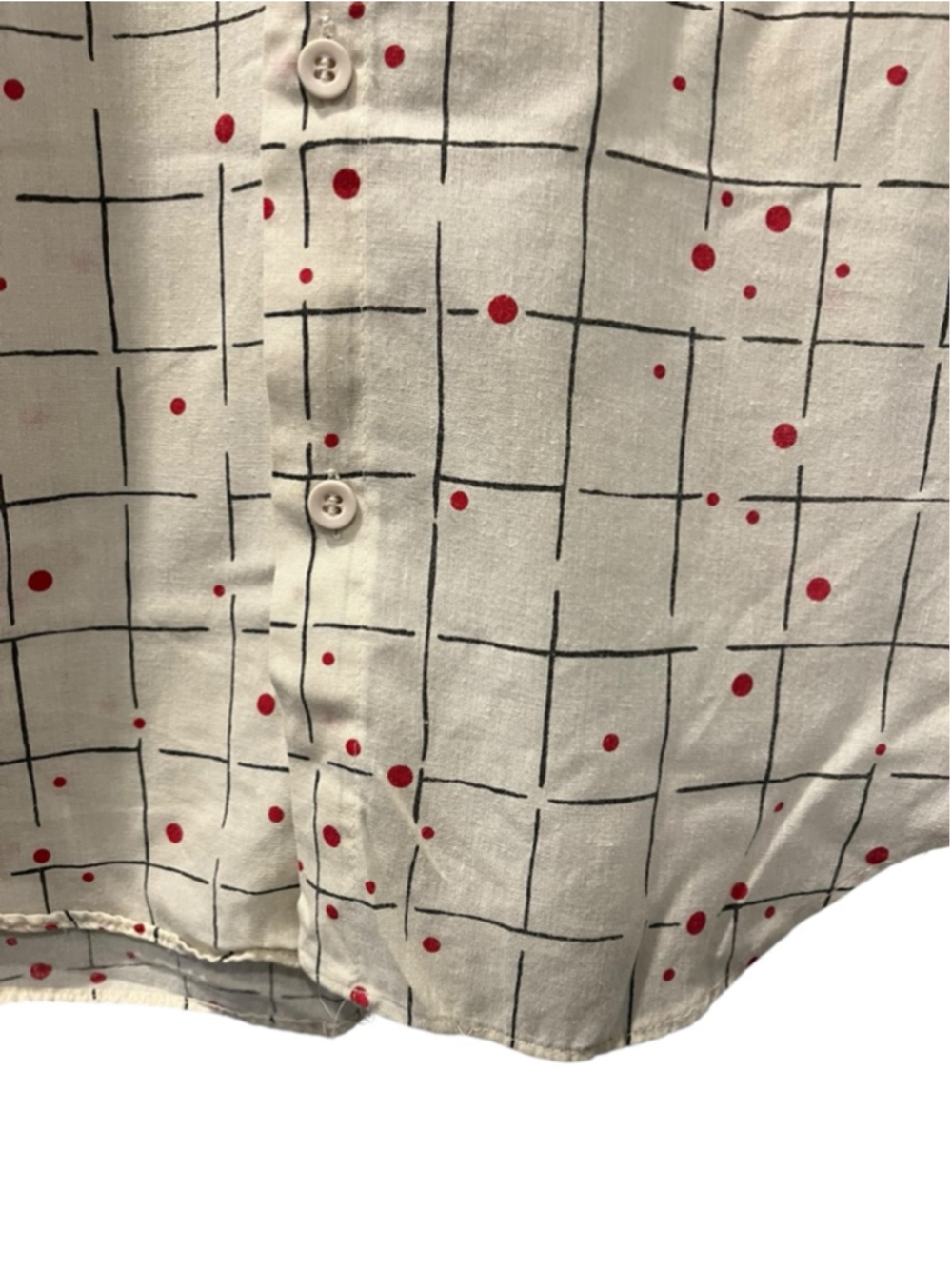 VTG 80s Favorites Abstract Grid Shirt Small Mid Century Memphis Geo Polka Dot - Picture 5 of 9
